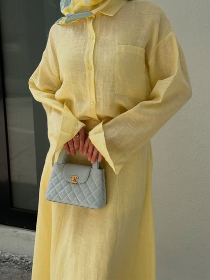 Casual cotton and linen two piece set