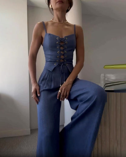 Esther Linnen Corset Set