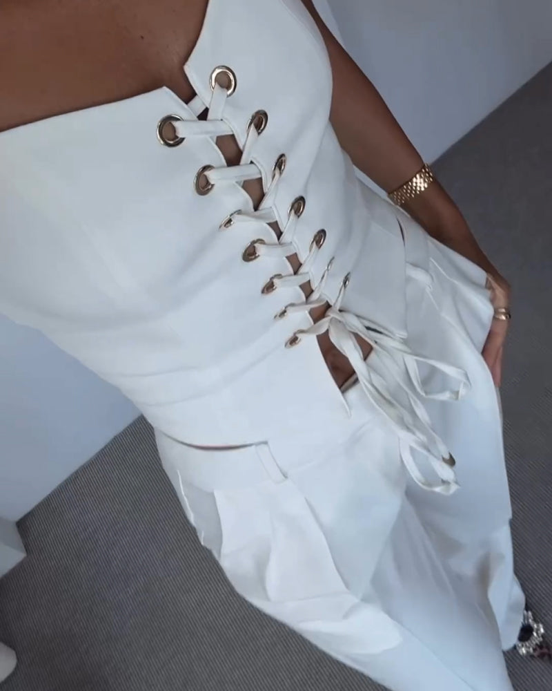 Esther Linnen Corset Set