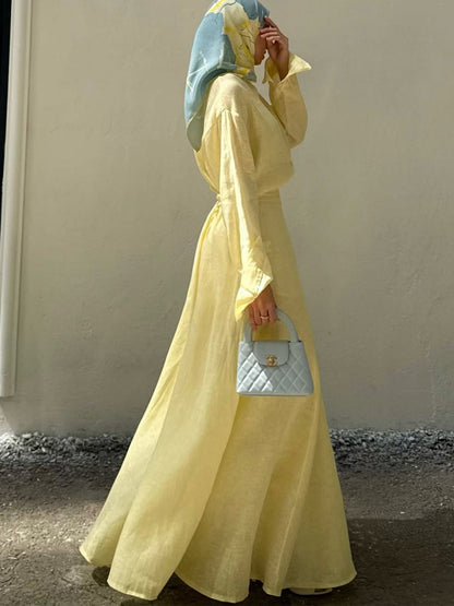 Casual cotton and linen two piece set
