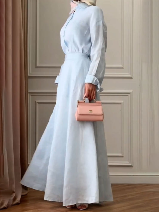 Casual cotton and linen two piece set