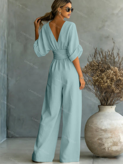 Louise | Jumpsuit van katoen linnen